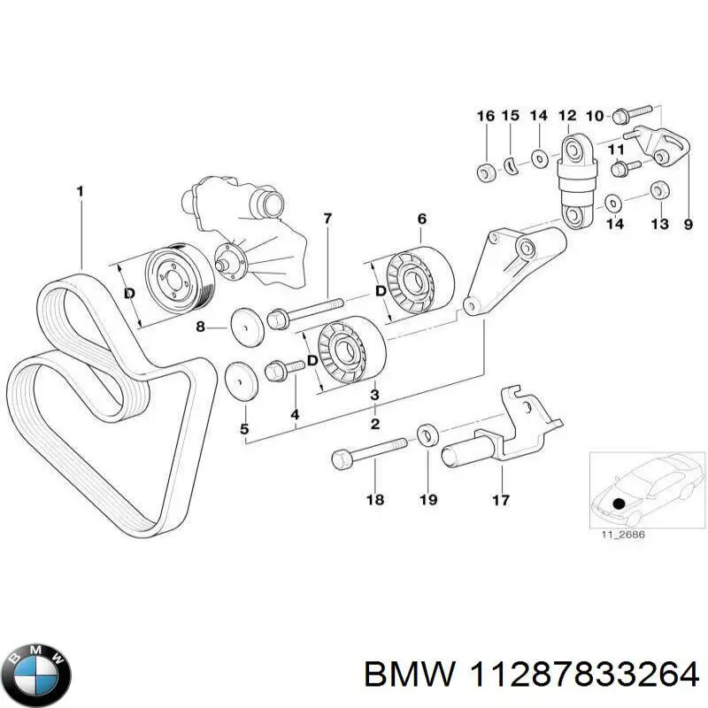 Correa de alternador 11287833264 BMW