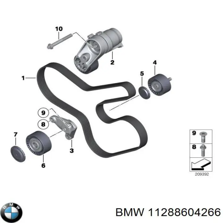 Tensor de la correa trapecial poli v BMW 11288604266
