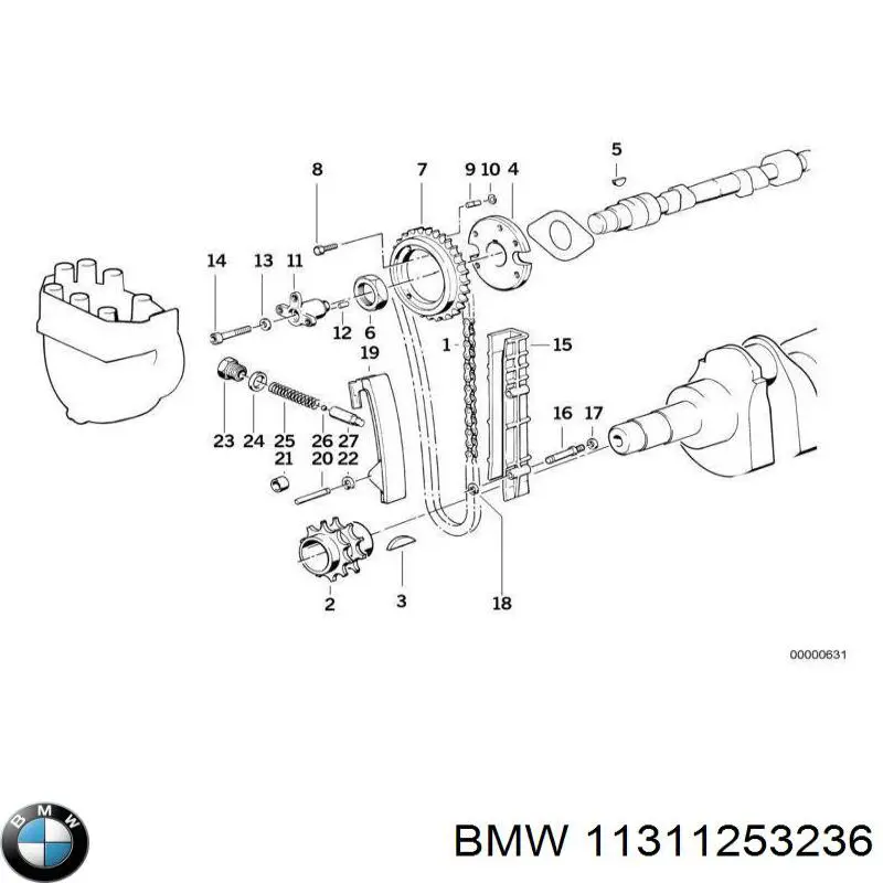 11311253236 BMW carril de deslizamiento, cadena de distribución