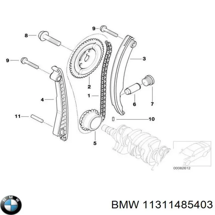 11311485403ZUBMW Zuiko piñón cadena distribución