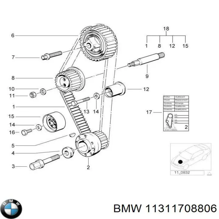 Polea correa distribución BMW 11311708806 precio, desde 15,42 EUR