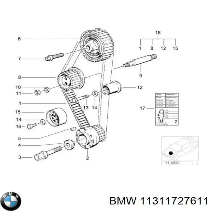 11311727611 BMW rodillo, cadena de distribución