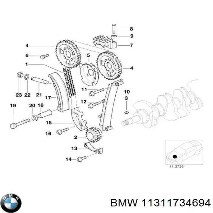 Carril de deslizamiento, cadena de distribución inferior para BMW 3 (E36)