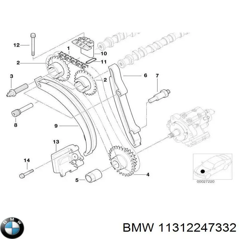 Guía derecha de cadena de distribución BMW 11312247332 precio, desde 42,12 EUR