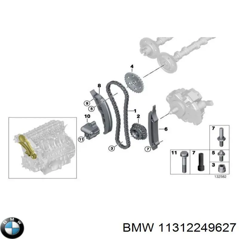Comprar 11312249627 BMW Guía izquierda de cadena de distribución