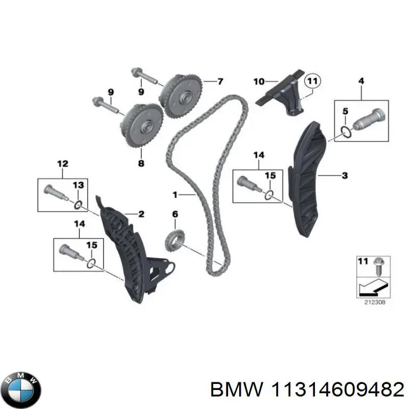 11314609482 BMW tensor, cadena de distribución