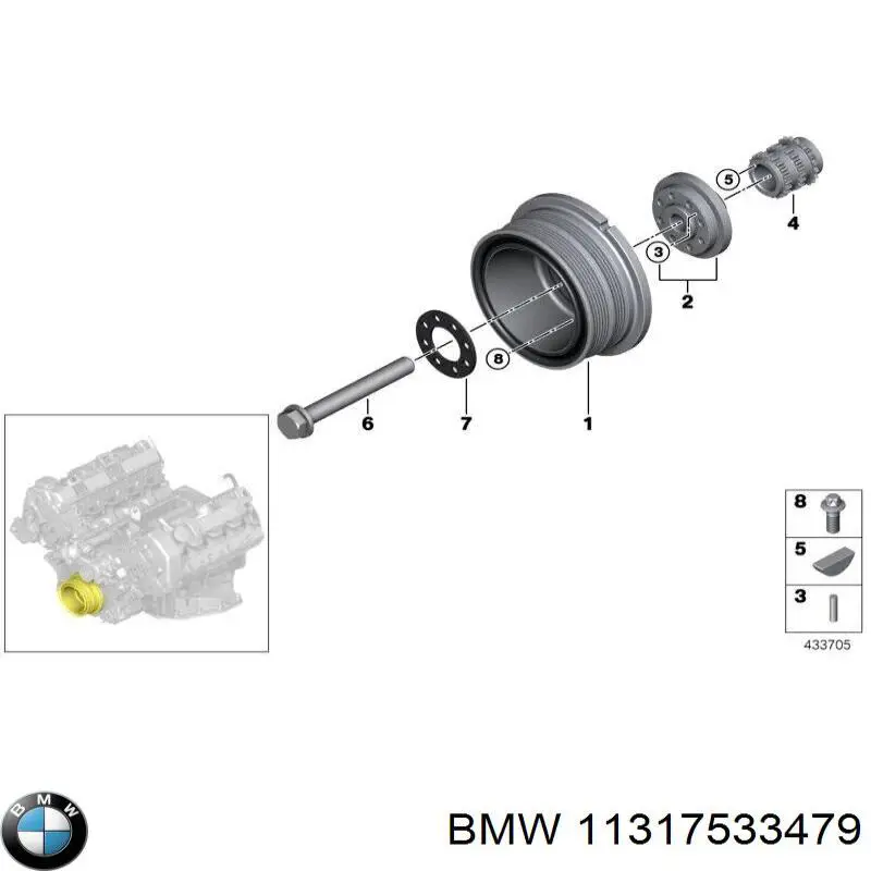 11317533479 BMW carril de deslizamiento, cadena de distribución derecho