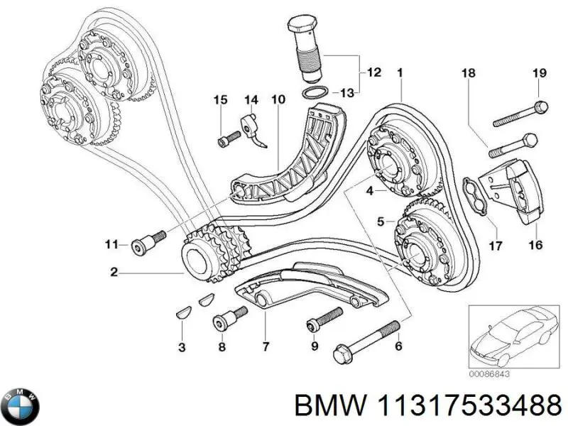 11317533488 BMW Eje tensor de correa de transmisión