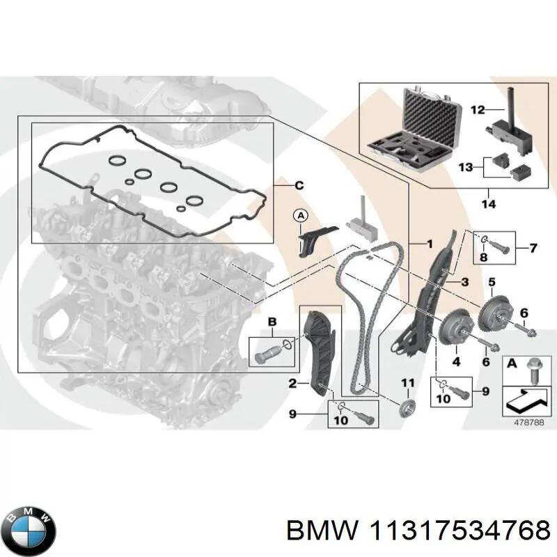 11317534768 BMW eje tensor de correa de transmision