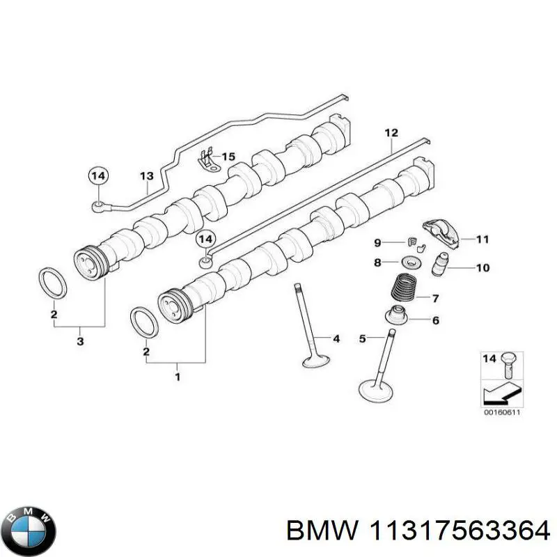 11317563364 BMW Eje de levas de escape