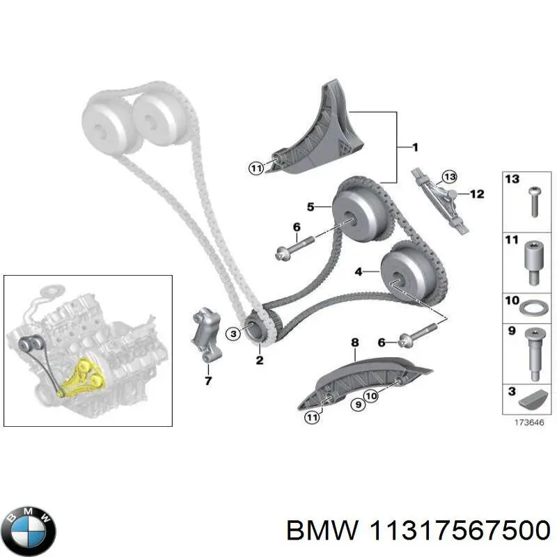 Comprar 11317567500 BMW Cadena de distribución derecha