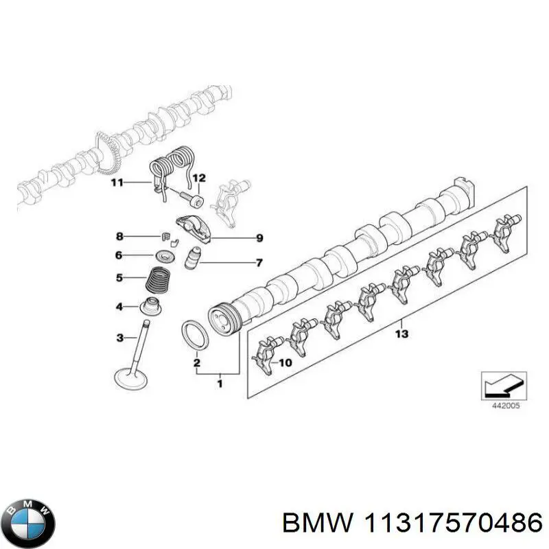 11317570486 BMW árbol de levas admisión