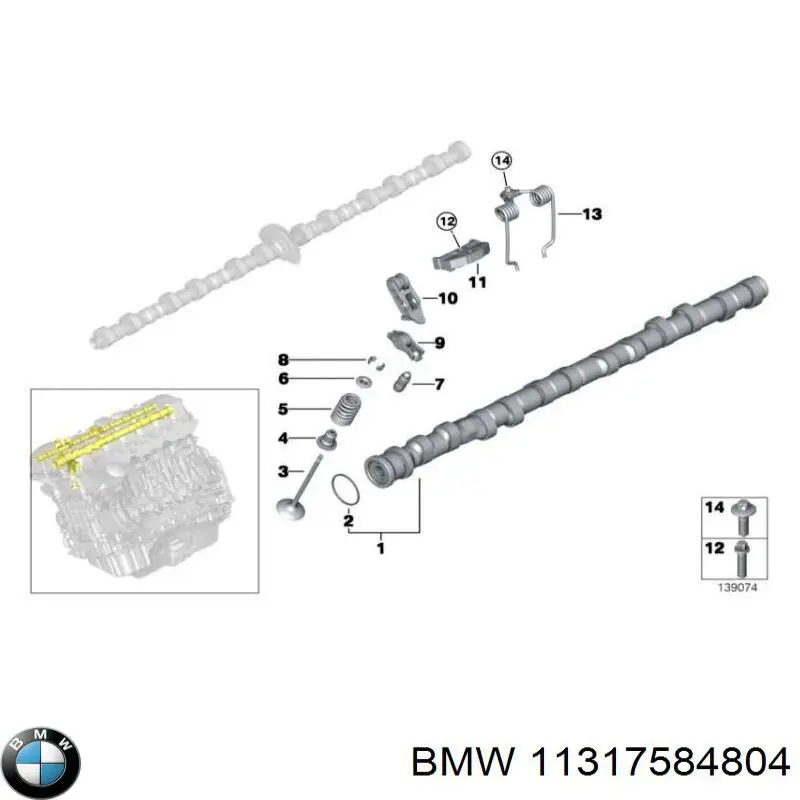 11317584804 BMW árbol de levas escape