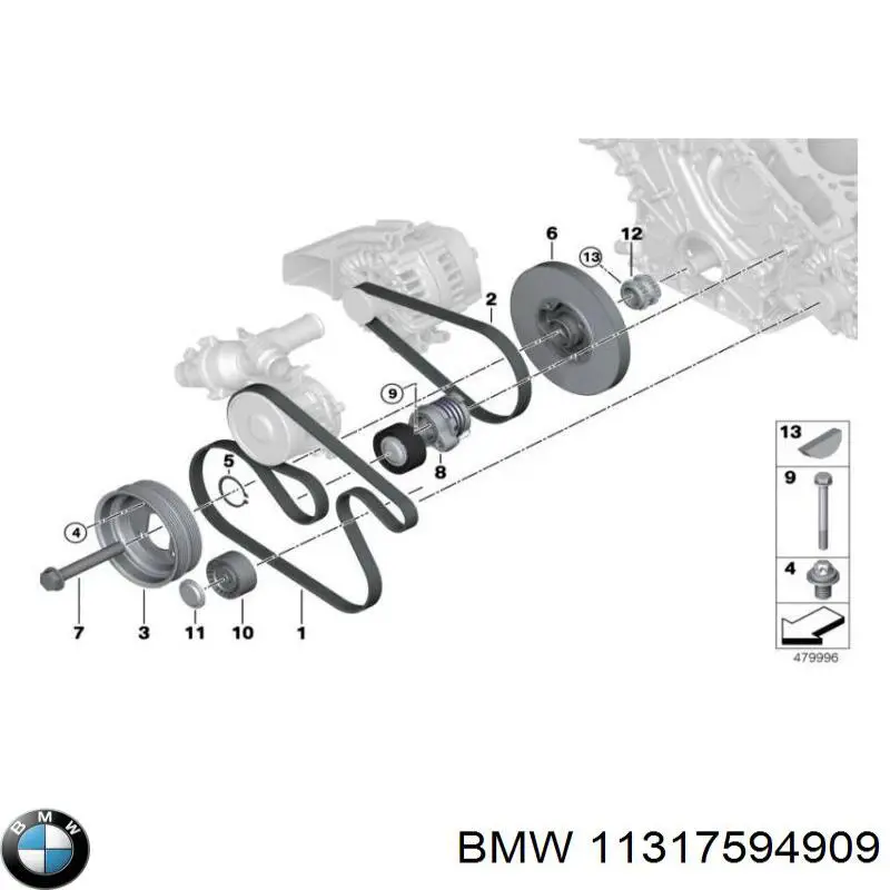 11317594909 BMW carril de deslizamiento, cadena de distribución