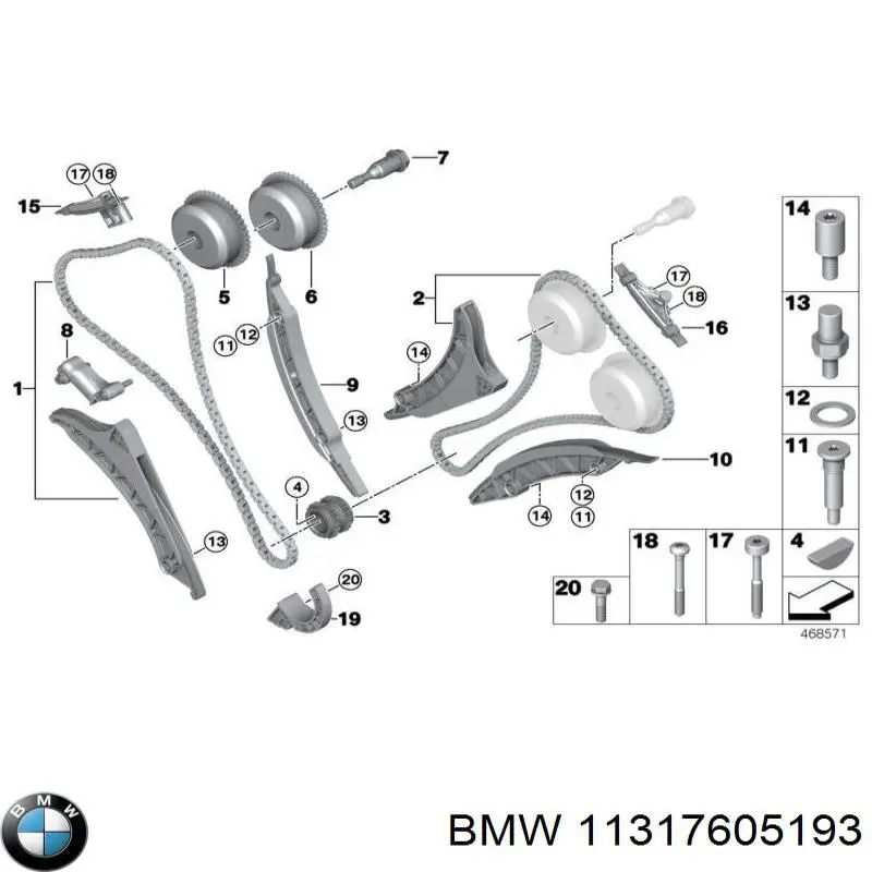 11318658028 BMW cadena de distribución derecha