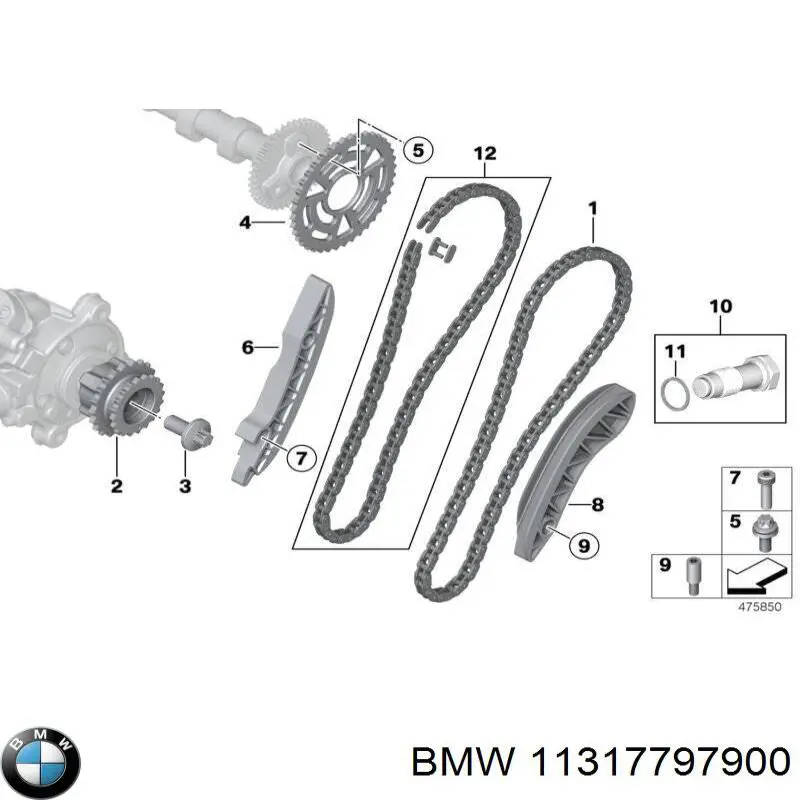 Perno de la polea del tensor de la correa de distribución para BMW X1 (F48)