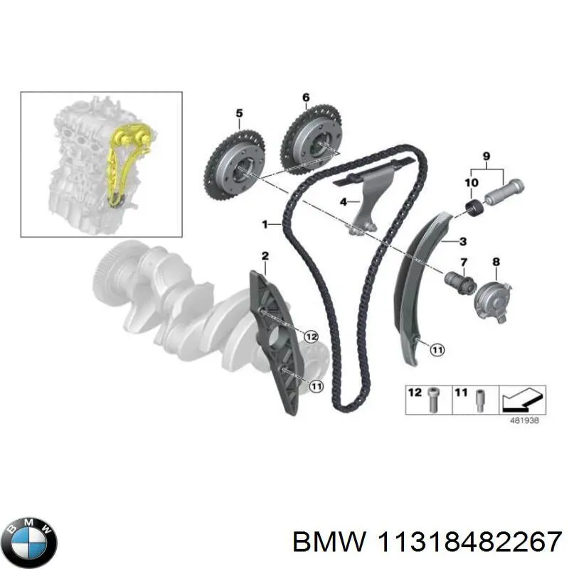 11318482267 BMW Guía del tensor de la cadena de distribución