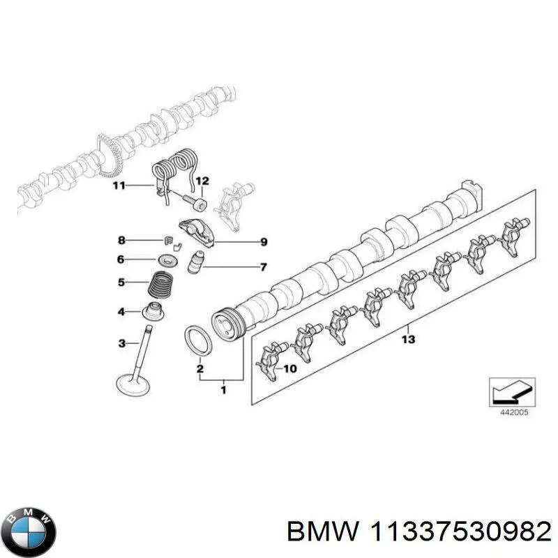 Palanca oscilante, distribución del motor BMW 11337530982