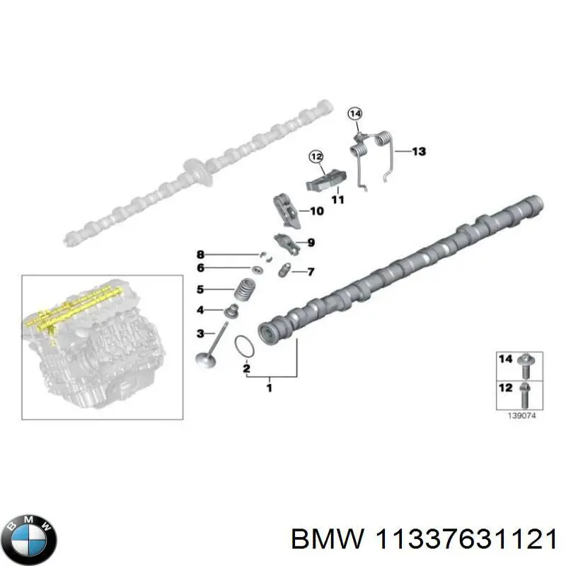 11337631121 BMW palanca oscilante, distribución del motor