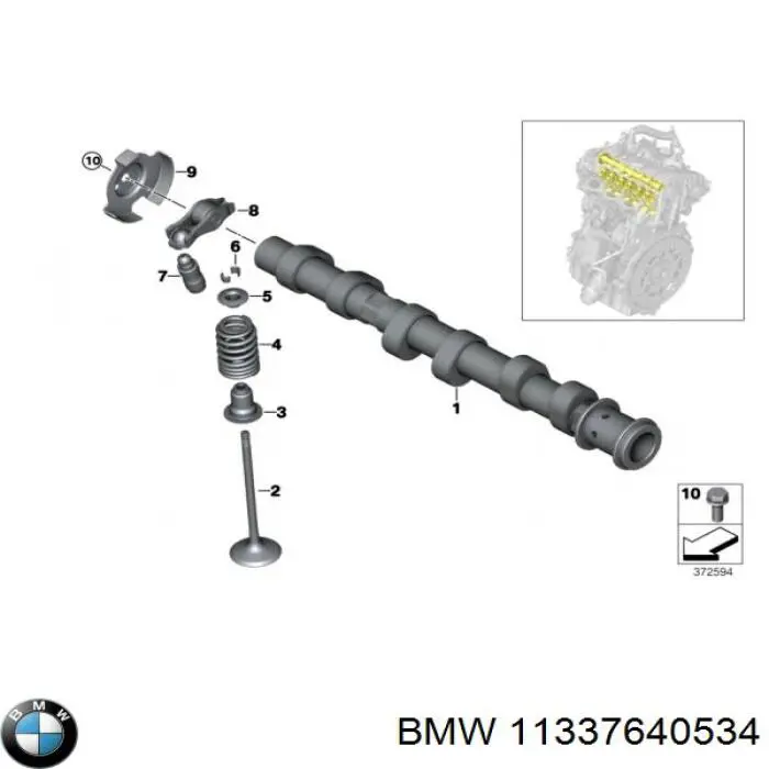 11337640534 BMW palanca oscilante, distribución del motor, lado de admisión