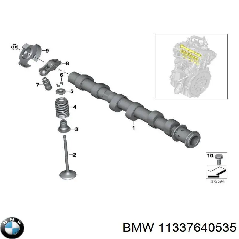 11337640535 BMW palanca oscilante, distribución del motor, lado de admisión