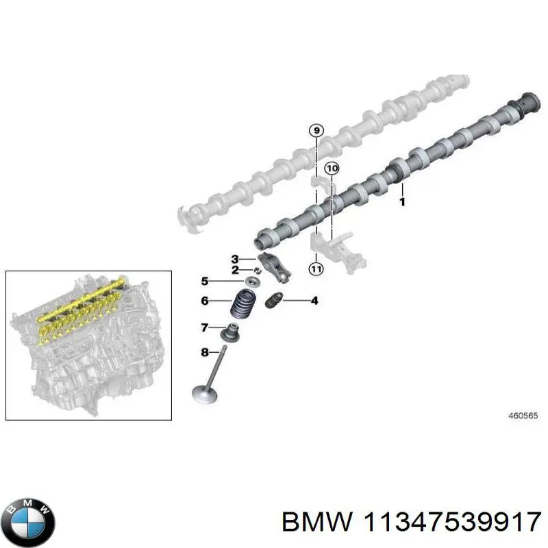 11347539917 BMW placa de metal superior delantera de el resorte / caja de muelle