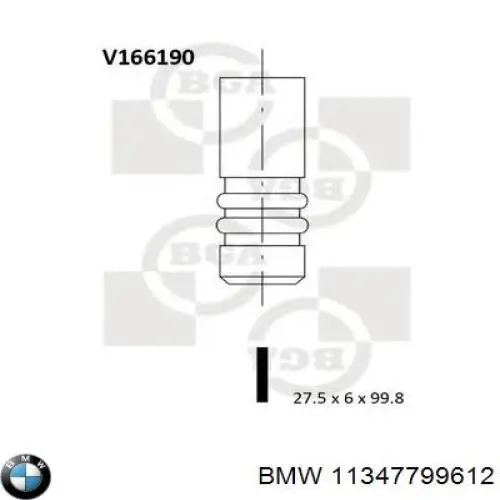 11347781481 BMW válvula de admisión