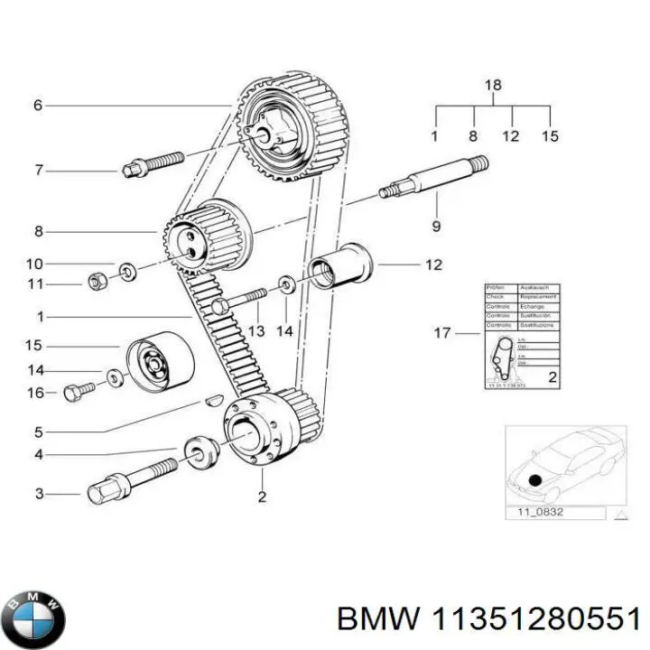 11351280551 BMW carril de deslizamiento, cadena de distribución