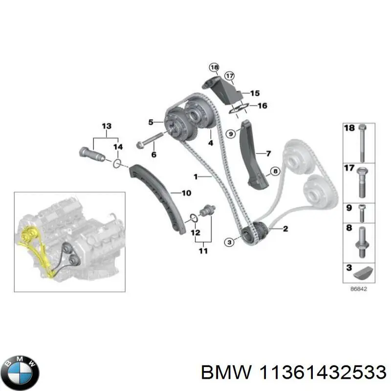 11367560298 BMW tensor, cadena de distribución