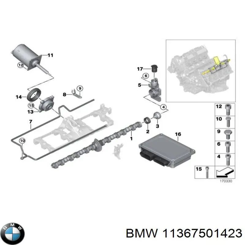 Comprar 11367501423 BMW Tornillo de engranaje del árbol de levas