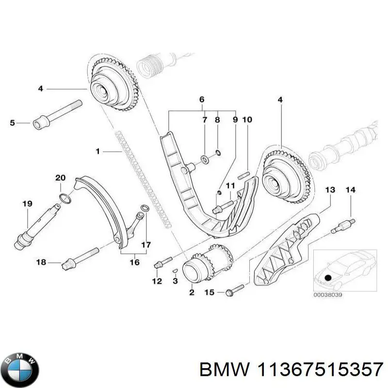 11367515357 Chrysler piñón cadena distribución