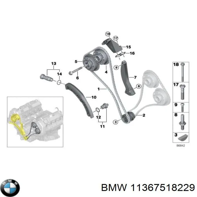 Rueda dentada, árbol de levas escape izquierdo para BMW 7 (E65, E66, E67)
