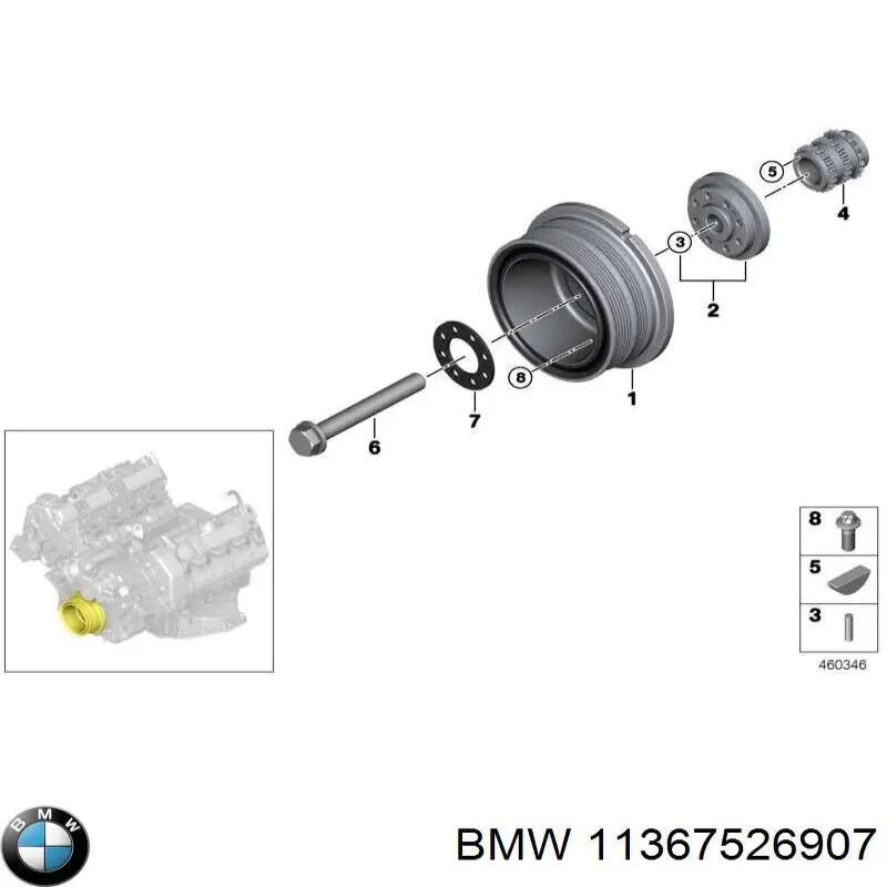 11367526907 BMW rueda dentada, árbol de levas escape derecho