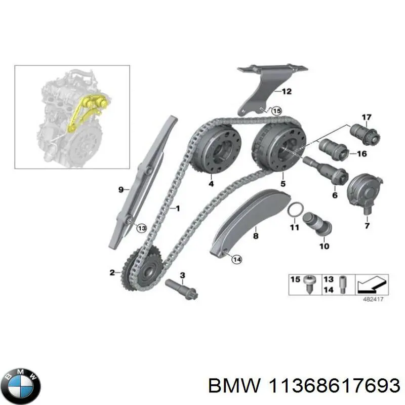 Engranaje del árbol de levas de escape BMW 11368617693 precio, desde 137,40 EUR