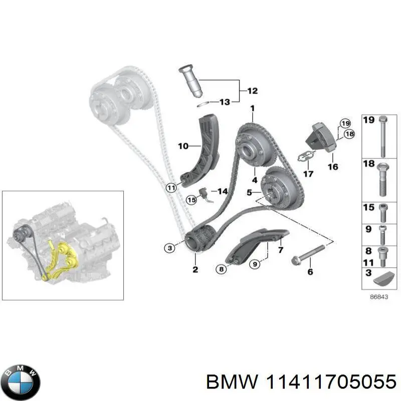Tensor De Cadena De Bomba De Aceite para BMW 5 (E28)