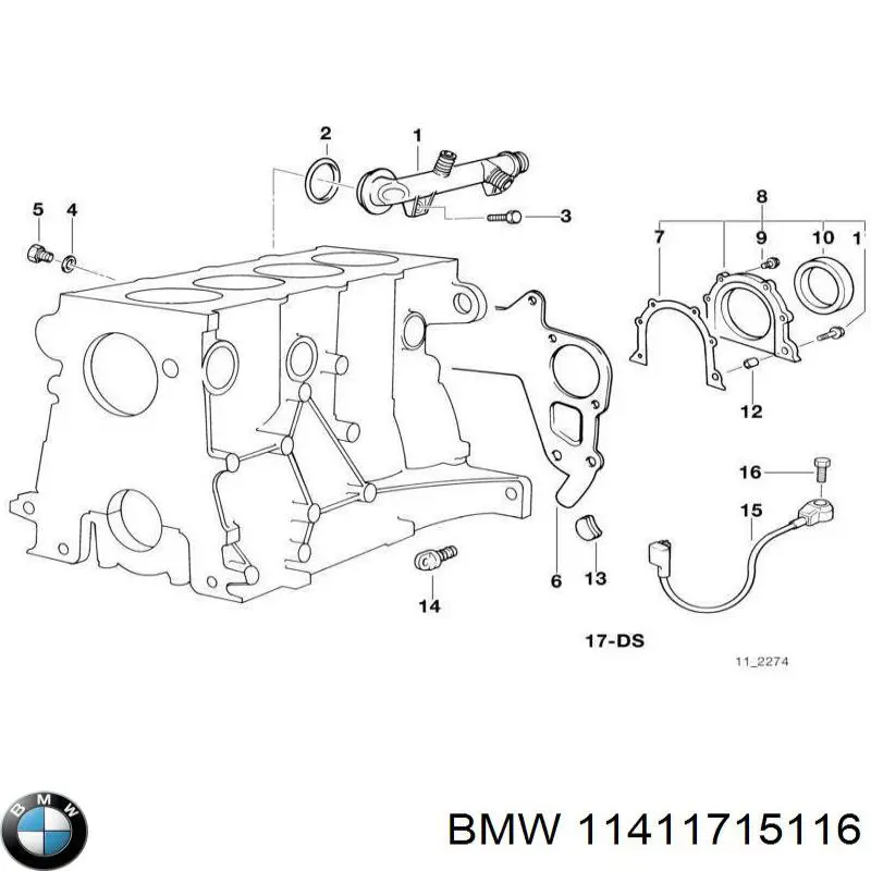 11411715116 BMW junta, adaptador de filtro de aceite