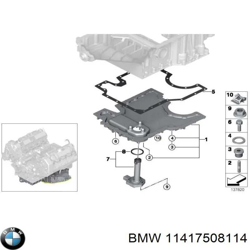 11417508114 BMW junta, adaptador de filtro de aceite