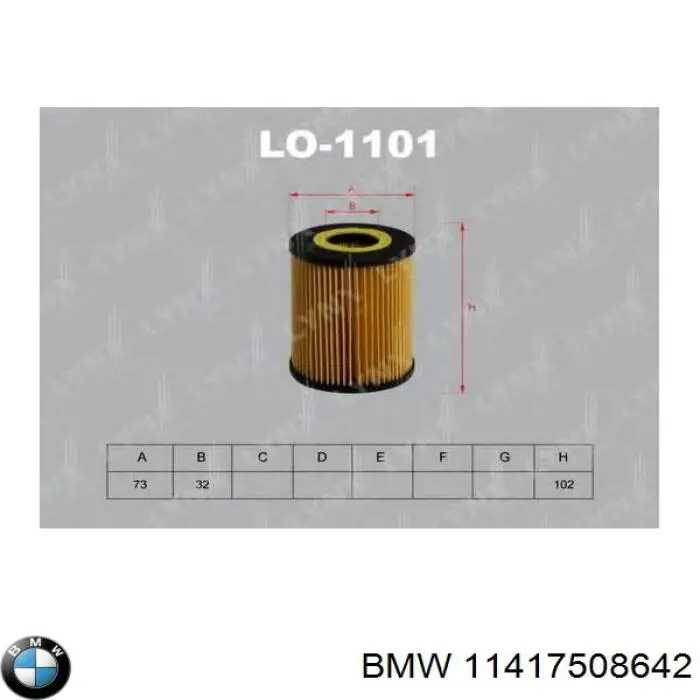 11417508642 BMW filtro de aceite