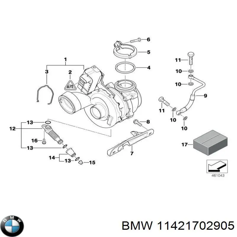 11421702905 BMW junta (anillo de la manguera de enfriamiento de la turbina, retorno)