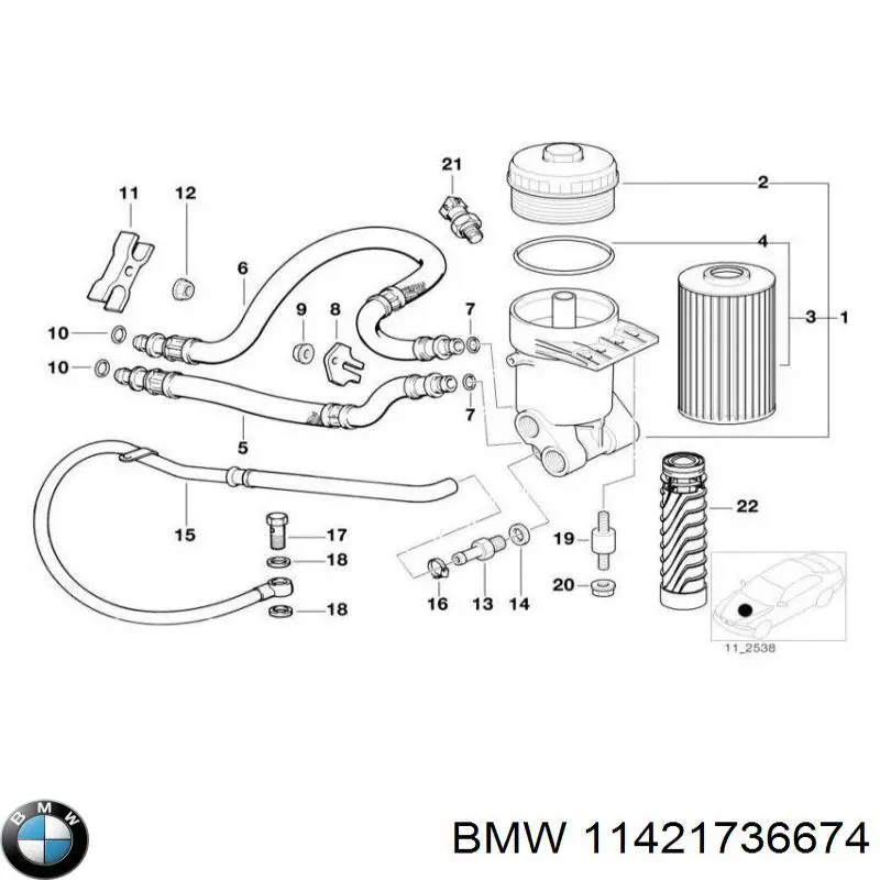 11421736674 BMW tapa de filtro de aceite
