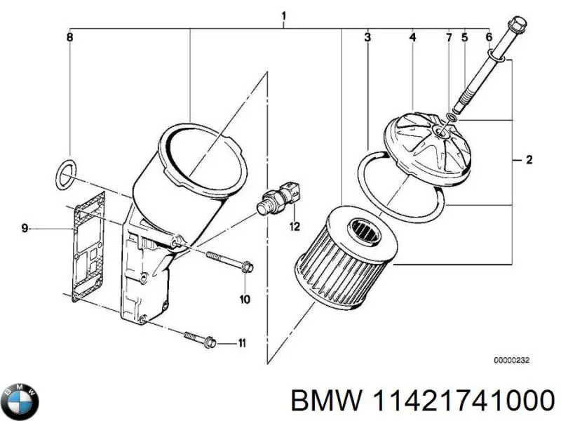 11421741000 BMW junta, adaptador de filtro de aceite