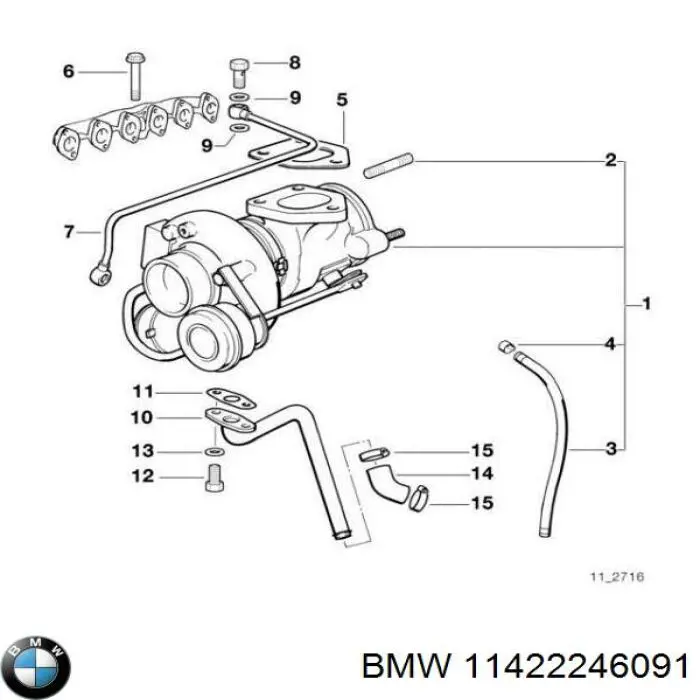 11422246091 BMW Junta de manguera de drenaje de aceite de turbina