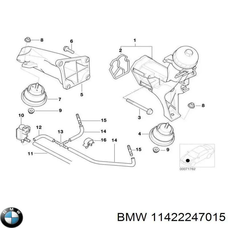 Radiador de aceite debajo del filtro BMW 11422247015