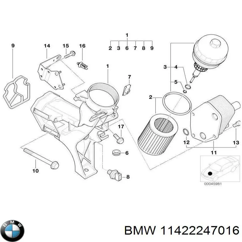 11422247016 BMW junta, adaptador de filtro de aceite