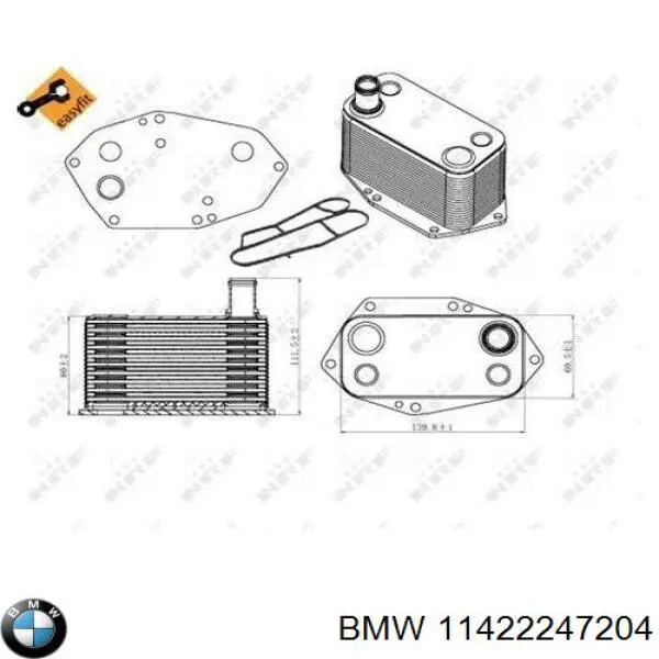 11422247204 BMW radiador de aceite