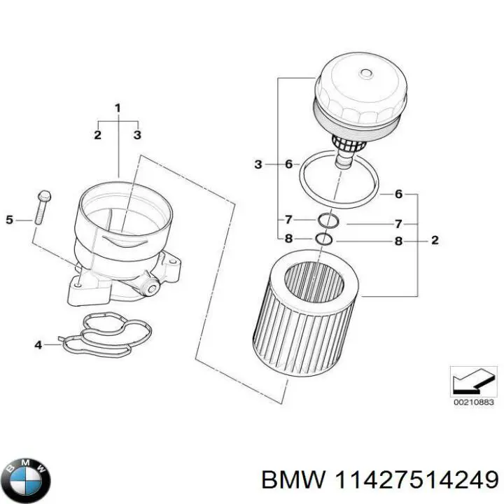 11427514249 BMW junta, tapa de tubo de llenado de aceite