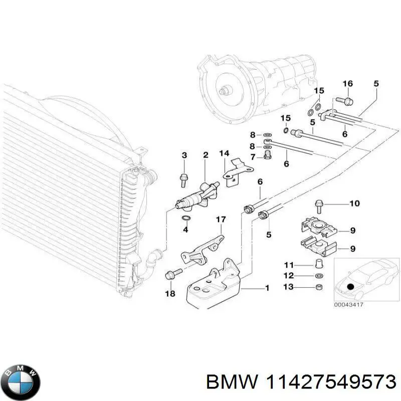 11427549573 BMW Anillo interior de la tapa del filtro de aceite