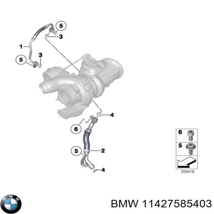 Tubo (Manguera) Para Drenar El Aceite De Una Turbina para BMW 7 (F01, F02, F03, F04)