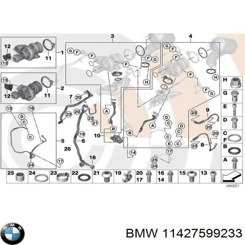Comprar 11427599233 BMW Tubo de suministro de aceite a la turbina