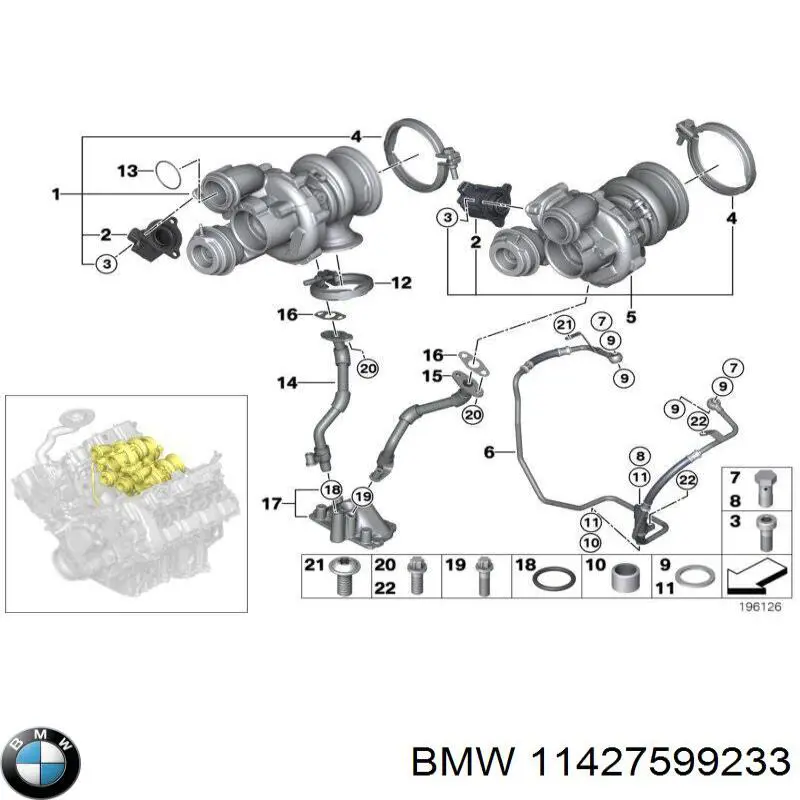 Tubo de suministro de aceite a la turbina BMW 11427599233 precio, desde 37,71 EUR